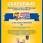 Certyfikat Akademii Bezpiecznego Puchatka dla PSP 33